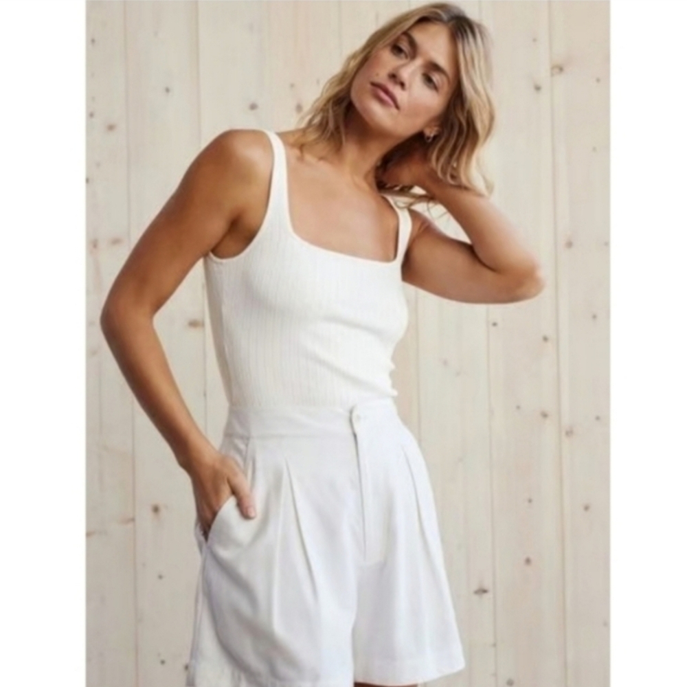 JENNI KAYNE SQUARE RIB SLEEVELESS TOP
